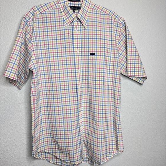 Faconnable Mens Short Sleeve Colorful Checked Shirt Sz Medium - Picture 1 of 11